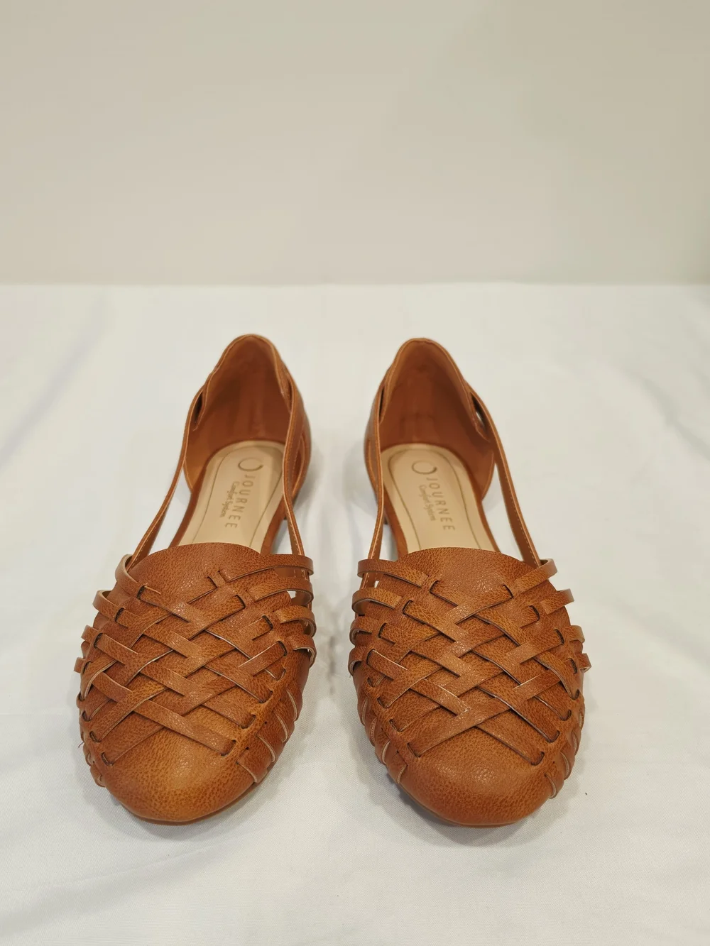 Journee Collection Ekko Women's Tan Woven Slingback Flats US Wide Size 9